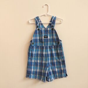 Vtg Y2K Shortalls Oshkosh B'gosh 24m Blue Plaid